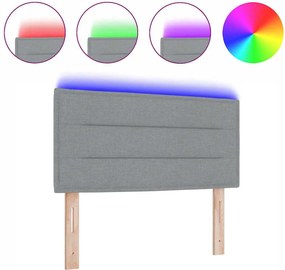 vidaXL LED κεφαλάρι με κεφαλάρι Ανοιχτό γκρι 100 cm Πολυεστέρας