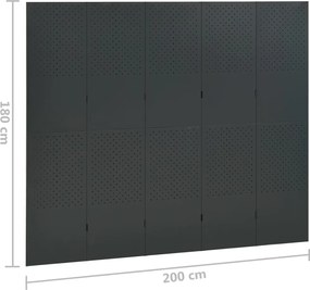 vidaXL Διαχωριστικά Δωματίου 2 τεμ 5 Πάνελ Ανθρακί 200x180εκ.  Ατσάλι