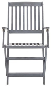 Καρέκλες Εξ. Χώρου Πτυσσόμενες 2 τεμ. Ξύλο Ακακίας &amp; Μαξιλάρια - Γκρι