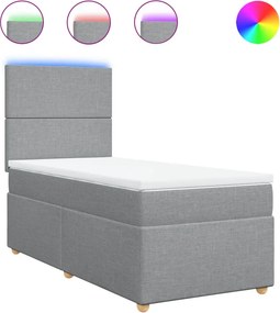 vidaXL Κρεβάτι Boxspring με Στρώμα Ανοιχτό Γκρι 100x200 εκ. Υφασμάτινο