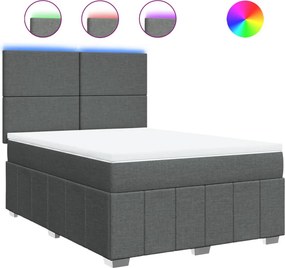 vidaXL Κρεβάτι Boxspring με Στρώμα Σκούρο Γκρι 140x190 εκ. Υφασμάτινο