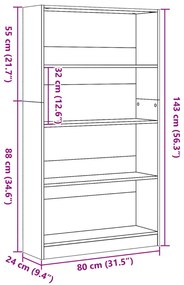 ΒΙΒΛΙΟΘΗΚΗ SONOMA ΔΡΥΣ 80X24X143 ΕΚ. ΑΠΟ ΕΠΕΞΕΡΓΑΣΜΕΝΟ ΞΥΛΟ 857846