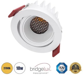Χωνευτό Σποτ Downlight LED TrimLess 10W Κινούμενο-Λευκό-Θερμό 2700K LEO-R 60285 Globostar-60285-Λευκό 60285