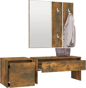 vidaXL Σετ Επίπλων Διαδρόμου Καπνιστή Δρυς από Επεξεργασμένο Ξύλο