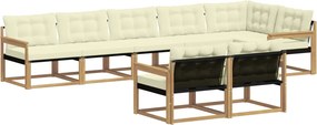 vidaXL Σειρά Καναπέ Εξωτερικού με μαξιλάρι 8 pcs Λευκό και Κρεμ