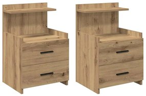 vidaXL Κομοδίνα 2 τεμ. με 2 Συρτάρια, Ξύλο Artisan Oak 40x36,5x62 εκ.
