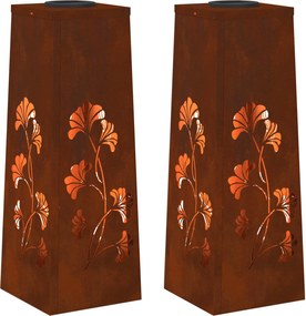 vidaXL Ηλιακό LED Φως Δρόμου 2 pcs Σκ rusty Ατσάλι Σκληρυθέν στον Αέρα