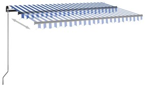 vidaXL Τέντα Αυτόματη με LED & Αισθ. Ανέμου Μπλε/Λευκό 450 x 350 εκ.