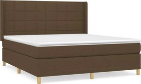 vidaXL Κρεβάτι Boxspring με Στρώμα Σκούρο Καφέ 180x200 εκ Υφασμάτινο