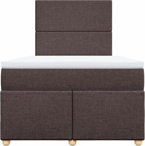 vidaXL Κρεβάτι Boxspring με Στρώμα Σκούρο Καφέ 120x190 εκ Υφασμάτινο