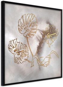 Αφίσα - Golden Monstera Leaves - 50x50 - Μαύρο - Χωρίς πασπαρτού