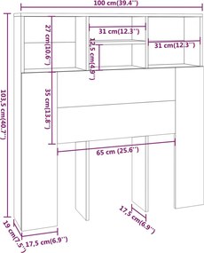 vidaXL Κεφαλάρι Με Αποθηκευτικό Χώρο Λευκό 100x19x103,5 εκ.