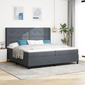 vidaXL Στρώμα Κρεβατιού με Στρώμα Σκούρο Γκρι 200x200 εκ Βελούδο