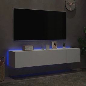 vidaXL Έπιπλα Τοίχου Τηλεόρασης με LED 2 Τεμ. Λευκά 80x35x31 εκ.