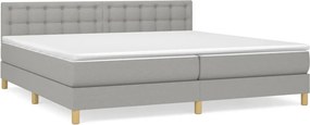 vidaXL Κρεβάτι Boxspring με Στρώμα Ανοιχτό Γκρι 200x200 εκ. Υφασμάτινο