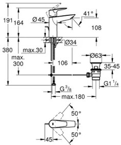 Μπαταρία νιπτήρα Medium Grohe BauEdge