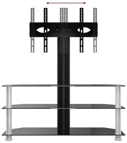 Βάση Τηλεόρασης Γωνιακή 3 Επιπέδων για 32-70 Ιντσών Μαύρη/Ασημί - Μαύρο