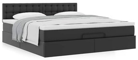 Οθωμανικό κρεβάτι με στρώμα Μαύρο 180x200cm Faux Leather
