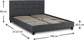 Κρεβάτι Sissy Megapap υφασμάτινο χρώμα ανθρακί 160x200εκ.