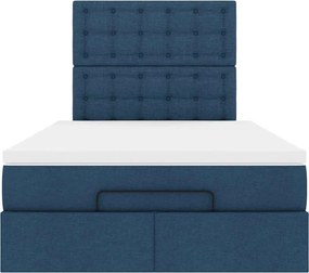vidaXL Οθωμανικό κρεβάτι με στρώμα μπλε 120x190 cm ύφασμα