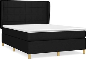 vidaXL Κρεβάτι Boxspring με Στρώμα Μαύρο 140x200 εκ. Υφασμάτινο