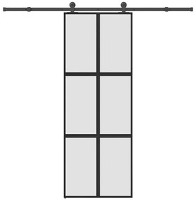 vidaXL Συρόμενη πόρτα με σετ υλικού 76x205 cm από γυαλί&amp;Αλουμίνιο