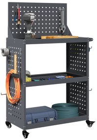 vidaXL Καρότσι εργαλείων με ράφι Ανθρακί 65 x 35 x 111 εκ Κρύα χάλυβας