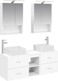 vidaXL Σετ Επίπλων Μπάνιου 5 pcs Λευκό Επεξεργασμένο Ξύλο και Γυαλί