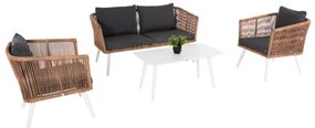 ΣΑΛΟΝΙ ΕΞ.ΧΩΡΟΥ 4ΤΜΧ FREJA HM6057.01 ΑΛΟΥΜ. ΛΕΥΚΟ-PE RATTAN ΜΠΕΖ-ΑΝΘΡΑΚΙ ΜΑΞΙΛΑΡΙΑ