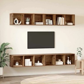 vidaXL Τηλεοπτική Κάβα Τοίχου 4 pcs Παλαιό ξύλο 37 x 37 x 107.5 εκ