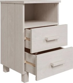 vidaXL Κομοδίνο HAMAR Λευκό 40x35x62 εκ. από Μασίφ Ξύλο Πεύκου