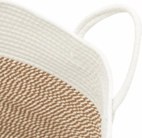 vidaXL Καλάθι Αποθήκευσης Καφέ και Λευκό Ø38 x 46 εκ. Βαμβακερό