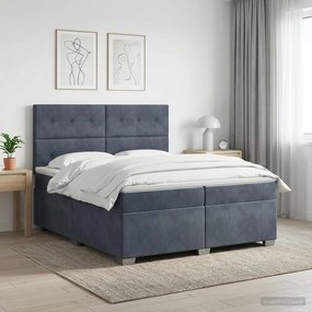 vidaXL Κρεβάτι box spring με στρώμα Σκούρο Γκρι 200 x 200 cm Βελούδο