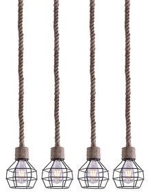 Φωτιστικό Οροφής Πολύφωτο Homelighting Grenade 77-3684 Rope/Black Matt