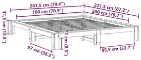 Σκελετός Κρεβ. Χωρίς Στρώμα Λευκό 180x200 εκ Μασίφ Πεύκο - Λευκό