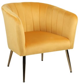 Πολυθρόνα ArteLibre TIANA Κίτρινο Βελούδο/Ξύλο 52x82x76cm-14770037