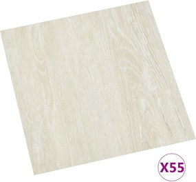 vidaXL Πλάκες Δαπέδου 55 pcs Κρεμ 5,11 τ.μ. PVC