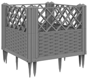 Ζαρντινιέρα με Πασσάλους Αν.Γκρι43,5x43,5x43,5εκ Πολυπροπυλένιο - Γκρι