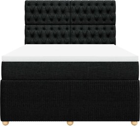 vidaXL Κρεβάτι Boxspring με Στρώμα Μαύρο 140x200 εκ. Υφασμάτινο