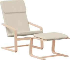 vidaXL Πολυθρόνα Relax Κρεμ Υφασμάτινη με Υποπόδιο
