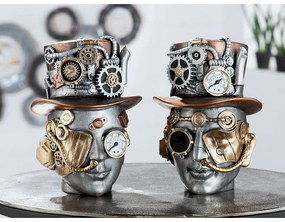 ΔΙΑΚΟΣΜΗΤΙΚΟ ARTELIBRE STEAMPUNK ΓΥΝΑΙΚΕΙΟ ΠΡΟΣΩΠΟ ΑΣΗΜΙ POLYRESIN 18X16X20CM