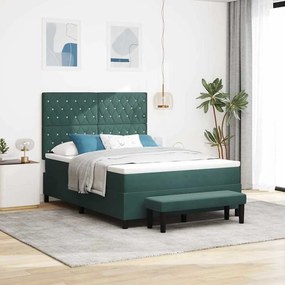 vidaXL Κρεβάτι με ελατήρια Σκούρο πράσινο 160 x 200 cm Βελούδο