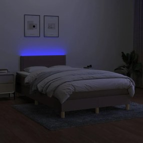 vidaXL Κρεβάτι Boxspring με Στρώμα & LED Taupe 120x200 εκ. Υφασμάτινο