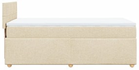 vidaXL Κρεβάτι Boxspring με Στρώμα Κρεμ 90x200 εκ.Υφασμάτινο