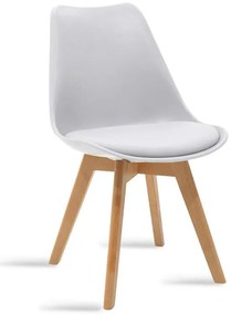 Καρέκλα Gaston PP-PU λευκό-φυσικό πόδι 43x51x75 εκ.