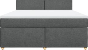 vidaXL Κρεβάτι Boxspring με Στρώμα Σκούρο Γκρι 180x200 εκ Υφασμάτιν