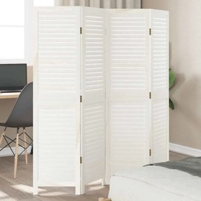 vidaXL Διαχωριστικό Χώρου με 4 Πάνελ Ρετρό Λευκό από Μασίφ Ξύλο Παυλώνιας