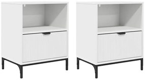 vidaXL Κομοδίνα 2 pcs Λευκό 49 x 36 x 61 εκ Επεξεργασμένο ξύλο
