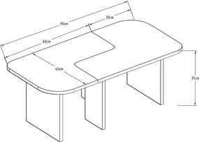 Σετ Τραπεζιών Σαλονιού Ανθρακί ETRERA 90x45x35
