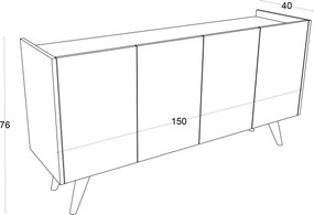 Μπουφές - Pekin- Χρώμα Δρυς - 150x76x40εκ